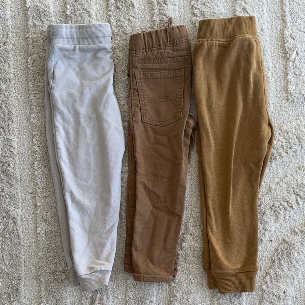 Carter's Kids' Sweatpants Set - Light Gray, Chocolate, Mustard
